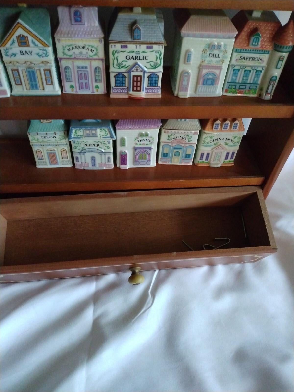 Vintage 1989 Lenox Spice Village Spice Jar Set Of 23 Houses missing BASIL jar.