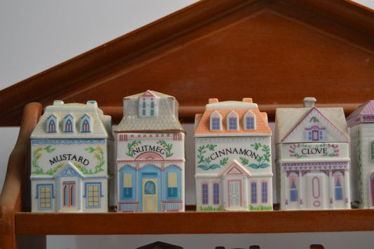 Vintage Lenox Spice Village Complete 24 With Original Rack Clean FREE SHIP