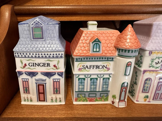 Vintage 1989 LENOX Spice Village Jar Complete Set of 24 Houses w/ Rack COA Boxes