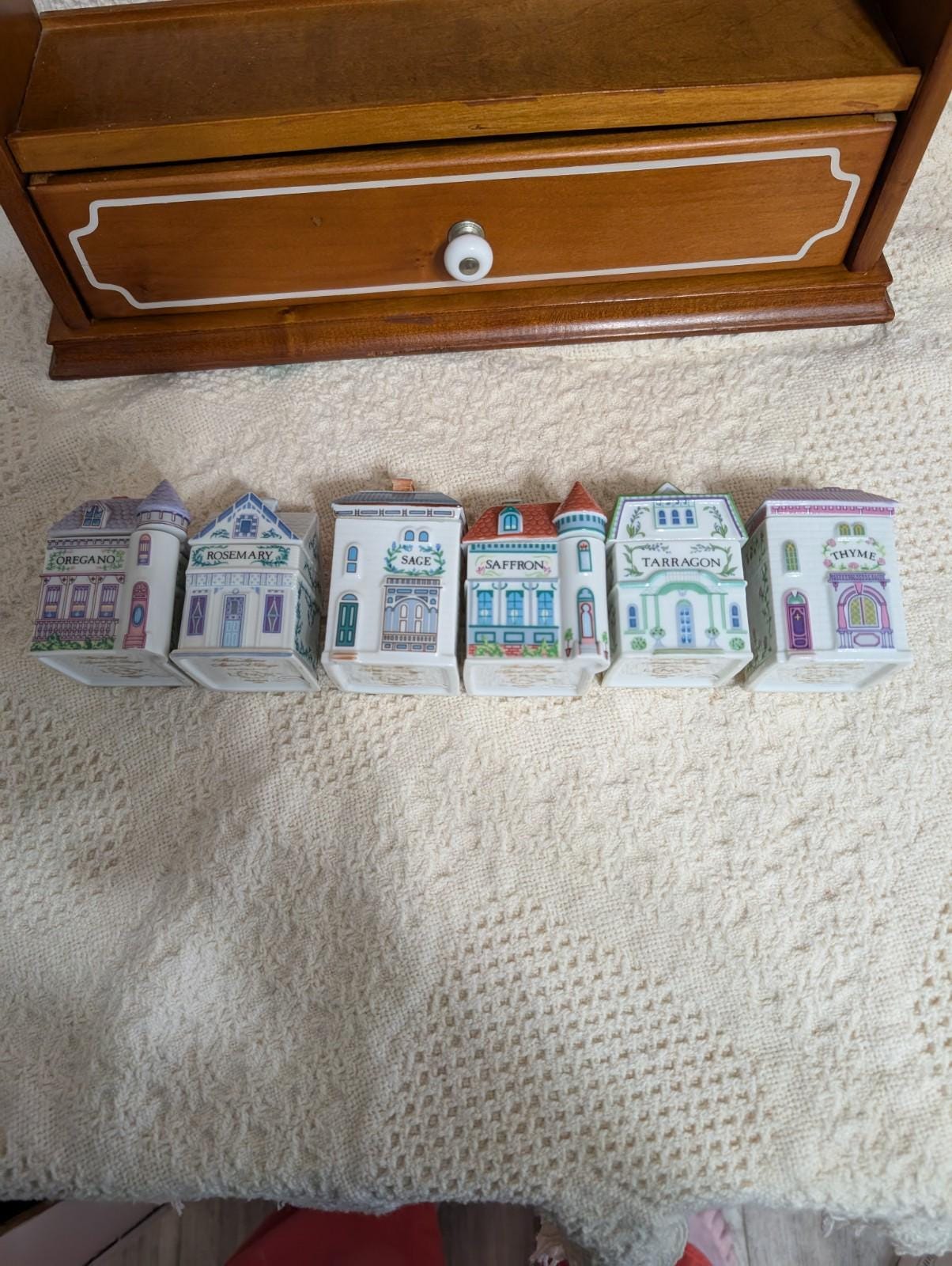 1989 Lenox Spice Village Complete Set 24 Fine Porcelain W Rack