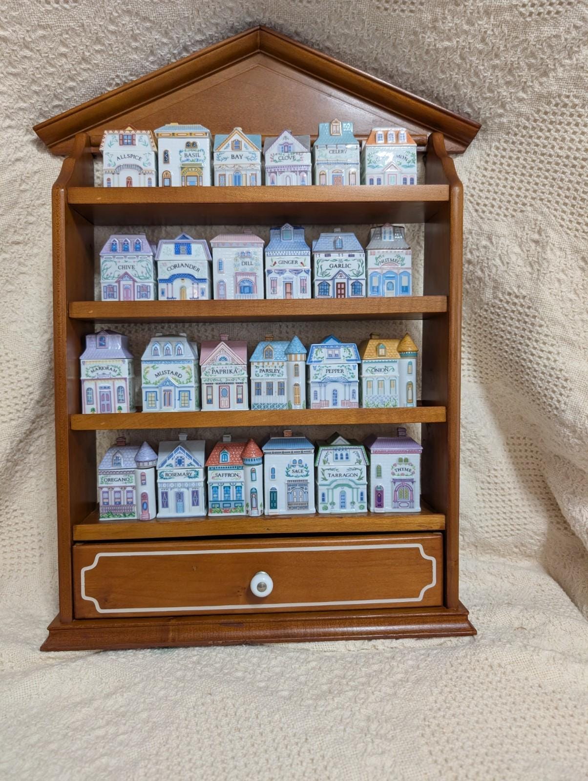 1989 Lenox Spice Village Complete Set 24 Fine Porcelain W Rack