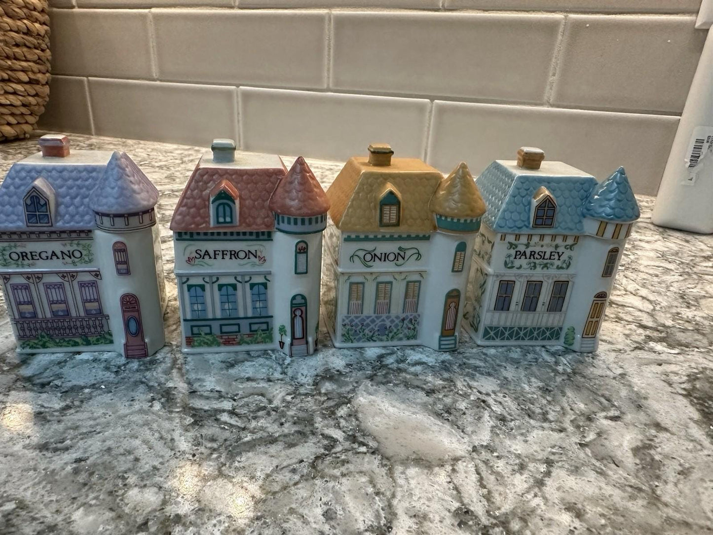 Vintage 1989 Lenox Spice Village complete 24 set with Wooden display rack shelf