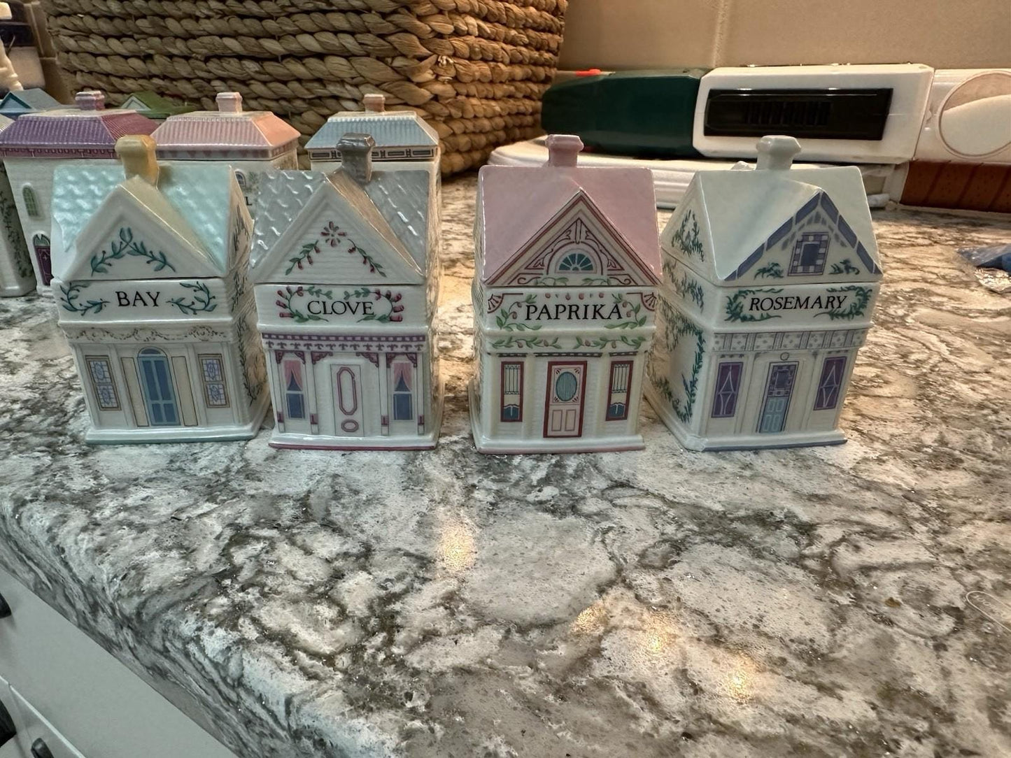 Vintage 1989 Lenox Spice Village complete 24 set with Wooden display rack shelf