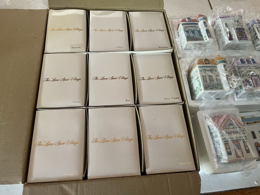 ✨ Vintage 1989 Lenox Spice Village Complete Set of 24 Victorian House Spice Jars – New in Styrofoam Boxes ✨