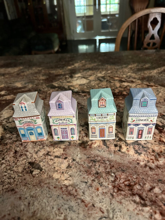 ✨ Vintage 1989 Lenox Spice Village Full Set of 24 Spice Jars – Unused, Displayed Only ✨