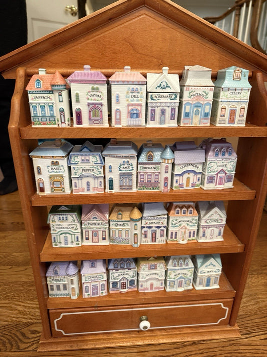 Vintage Original 1989 The Lenox Spice Village Complete with Rack