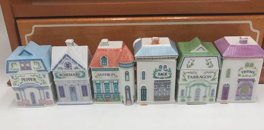 ✨ Vintage 1989 Lenox Spice Village Spice Jar Complete Set of 24 Houses with Rack – Excellent Condition ✨