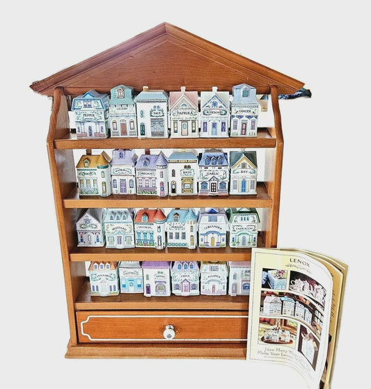 Vintage 1989 Lenox Spice Village Complete Set 24 Fine Porcelain & Advertisement