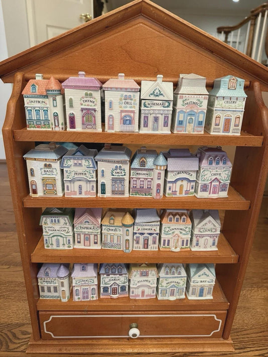 Vintage Original 1989 The Lenox Spice Village Complete with Rack