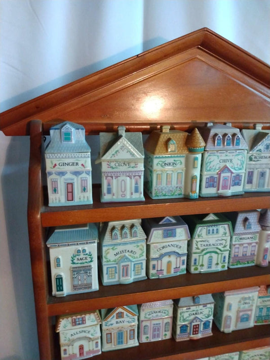 Vintage 1989 Lenox Spice Village Spice Jar  Set Of 23 Houses missing BASIL jar.