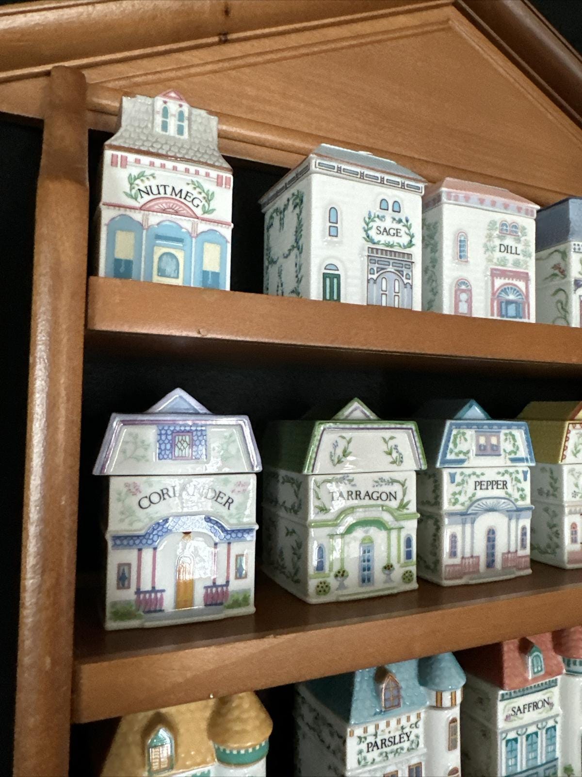 Lenox Spice Village 1989 Set Of 19 Spice House Jars And Wooden Rack Vintage