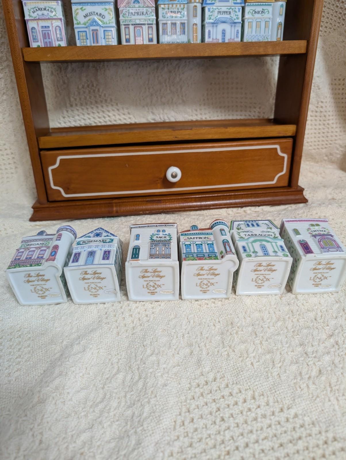 1989 Lenox Spice Village Complete Set  24  Fine Porcelain W Rack