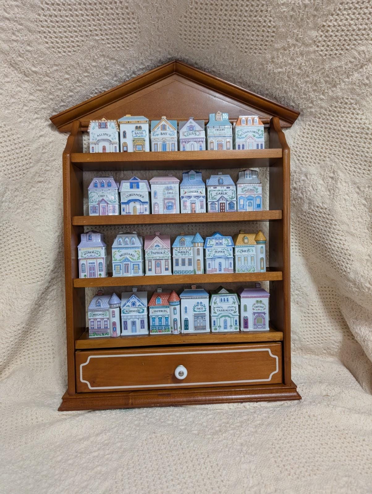 1989 Lenox Spice Village Complete Set  24  Fine Porcelain W Rack