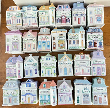 Vintage Lenox Spice Village Complete Set of 24 Spice Jars No Rack 1989 Excellent
