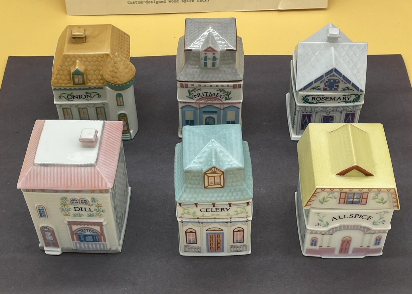 1989 LENOX Spice Village  Porcelain Complete Set (24) Wooden Display Rack