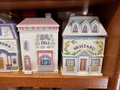 Vintage 1989 LENOX Spice Village Jar Complete Set of 24 Houses w/ Rack COA Boxes