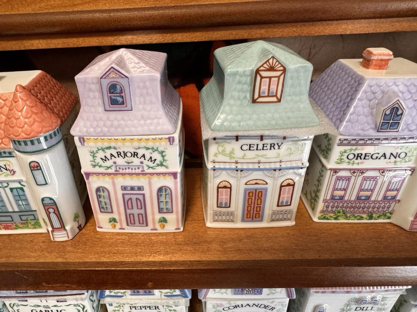 Vintage 1989 LENOX Spice Village Jar Complete Set of 24 Houses w/ Rack COA Boxes