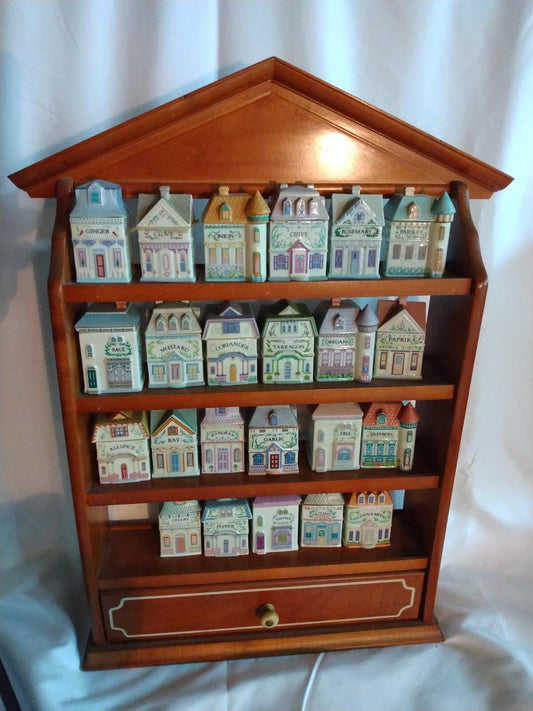 Vintage 1989 Lenox Spice Village Spice Jar  Set Of 23 Houses missing BASIL jar.