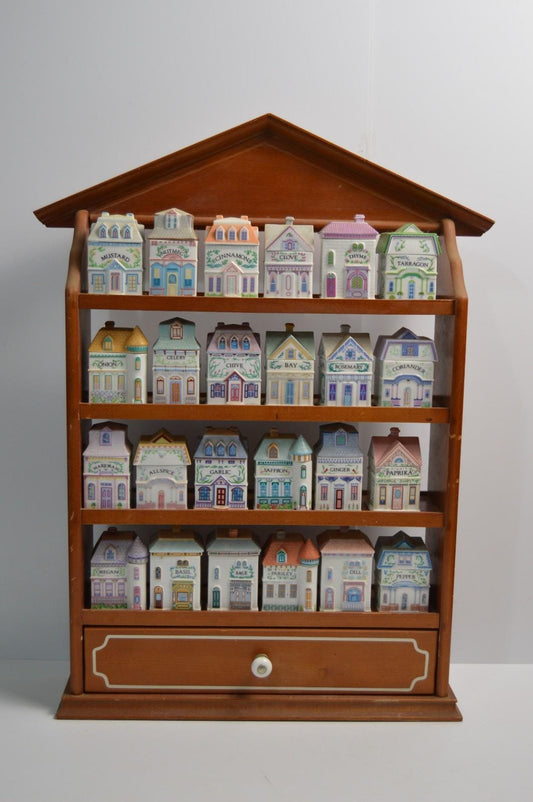 Vintage Lenox Spice Village Complete 24 With Original Rack Clean FREE SHIP