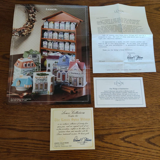 Lenox Spice Village Complete 24 Jar Set W/ Display Rack COA Vintage 1989