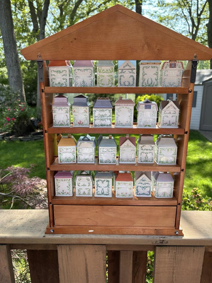 Lenox Spice Village 1989 Vintage Set with Wooden House Rack and 24 Jars
