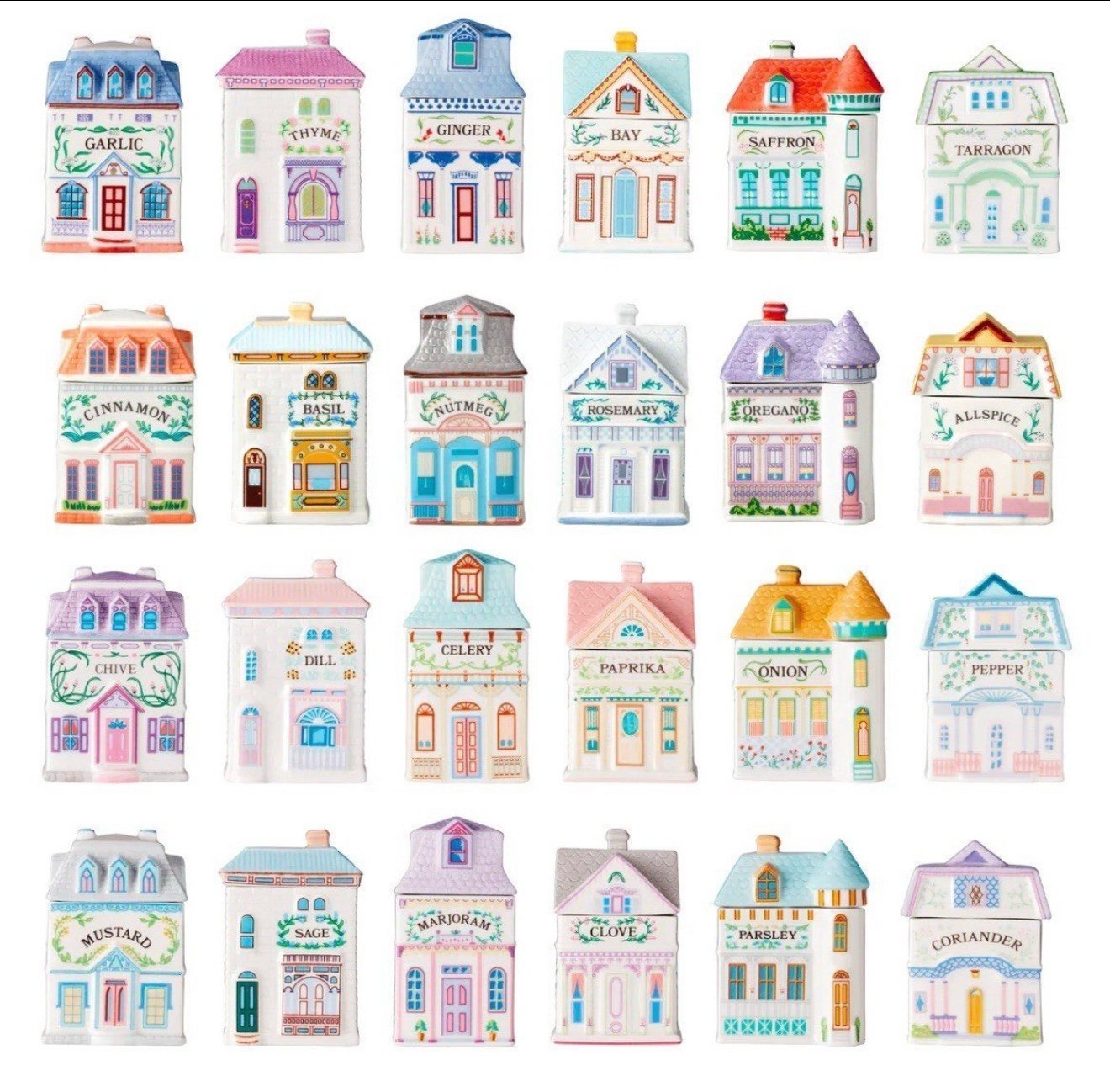 ✨ New Lenox Spice Village Complete Set of 24 Spice Jar Houses [2024] – 2nd Edition ✨