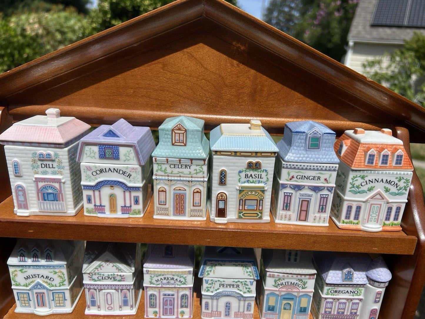 ✨ Vintage 1989 Lenox Spice Village Spice Jar Complete Set of 24 Houses with Original Rack ✨