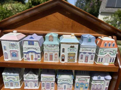 ✨ Vintage 1989 Lenox Spice Village Spice Jar Complete Set of 24 Houses with Original Rack ✨