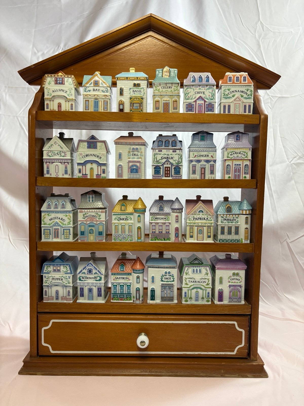 ✨ Original 1989 Lenox Spice Village Complete Set with Spice Rack Shelf ✨