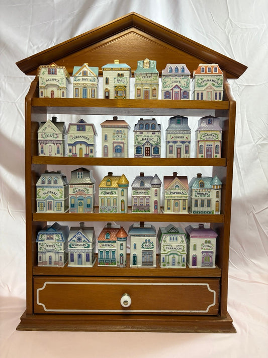 ✨ Original 1989 Lenox Spice Village Complete Set with Spice Rack Shelf ✨
