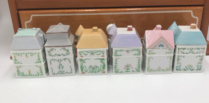 ✨ Vintage 1989 Lenox Spice Village Spice Jar Complete Set of 24 Houses with Rack – Excellent Condition ✨