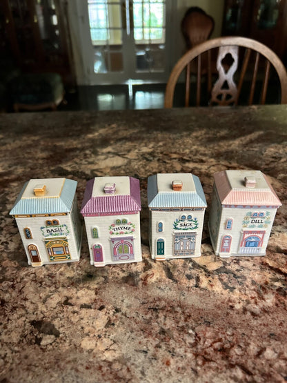 ✨ Vintage 1989 Lenox Spice Village Full Set of 24 Spice Jars – Unused, Displayed Only ✨