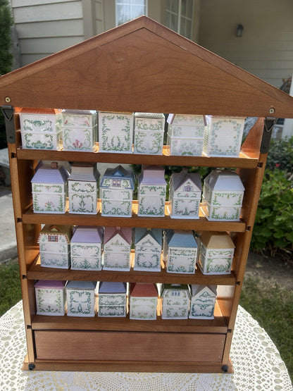 ✨ Vintage 1989 Lenox Spice Village Spice Jar Complete Set of 24 Houses with Original Rack ✨