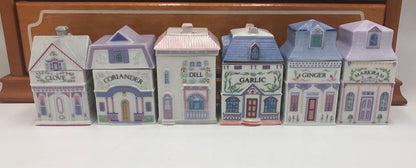 ✨ Vintage 1989 Lenox Spice Village Spice Jar Complete Set of 24 Houses with Rack – Excellent Condition ✨