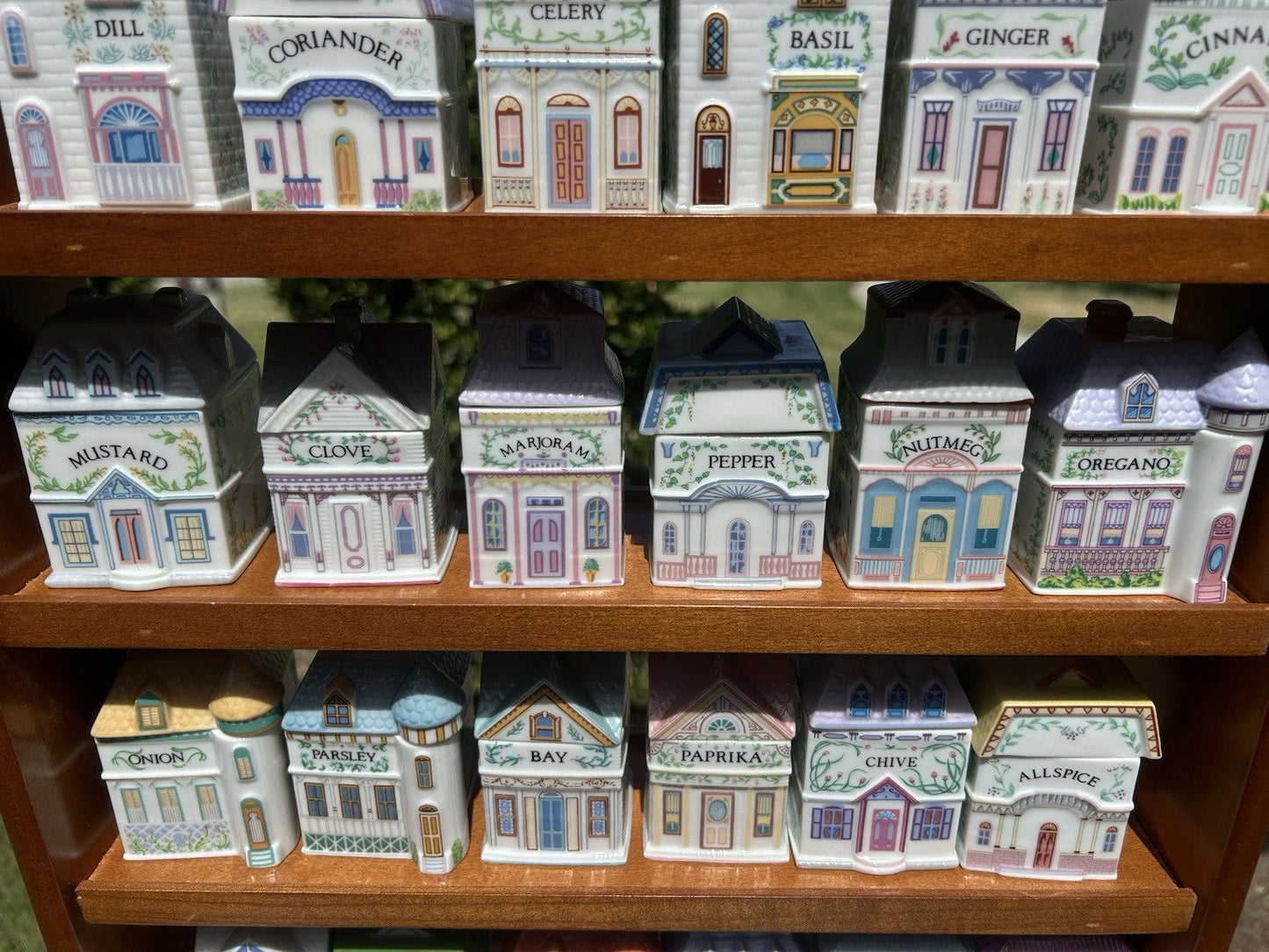 ✨ Vintage 1989 Lenox Spice Village Spice Jar Complete Set of 24 Houses with Original Rack ✨
