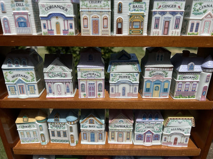 ✨ Vintage 1989 Lenox Spice Village Spice Jar Complete Set of 24 Houses with Original Rack ✨