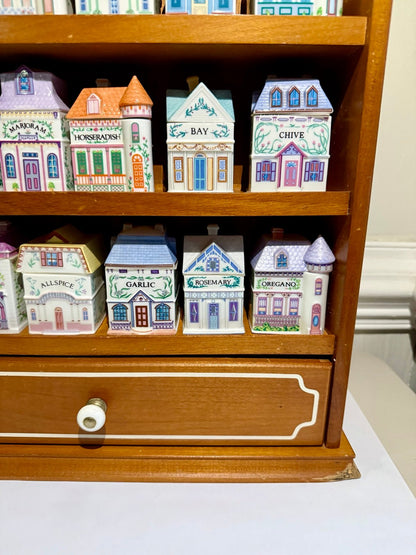 ✨ 1989 Lenox Porcelain Spice Village with 24 Jars and Wooden Rack – Original Set ✨