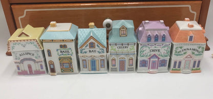 ✨ Vintage 1989 Lenox Spice Village Spice Jar Complete Set of 24 Houses with Rack – Excellent Condition ✨